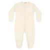 Baby basic footie in pima cotton with button - Crema - Lima Collection | UAUA Collections
