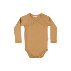 Baby & toddler kimono onesie long sleeves in pima cotton - Mostaza - Lima Collection | UAUA Collections