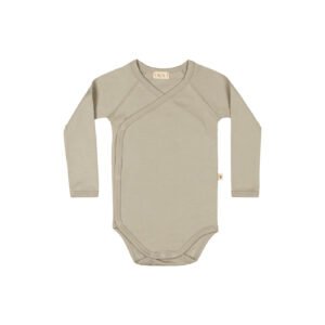 Baby kimono onesie with long sleeves in pima cotton - Oceano - Lima Collection | UAUA Collections