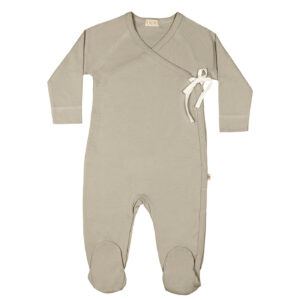 Baby kimono footie with bow in pima cotton - Oceano - Lima Collection | UAUA Collections