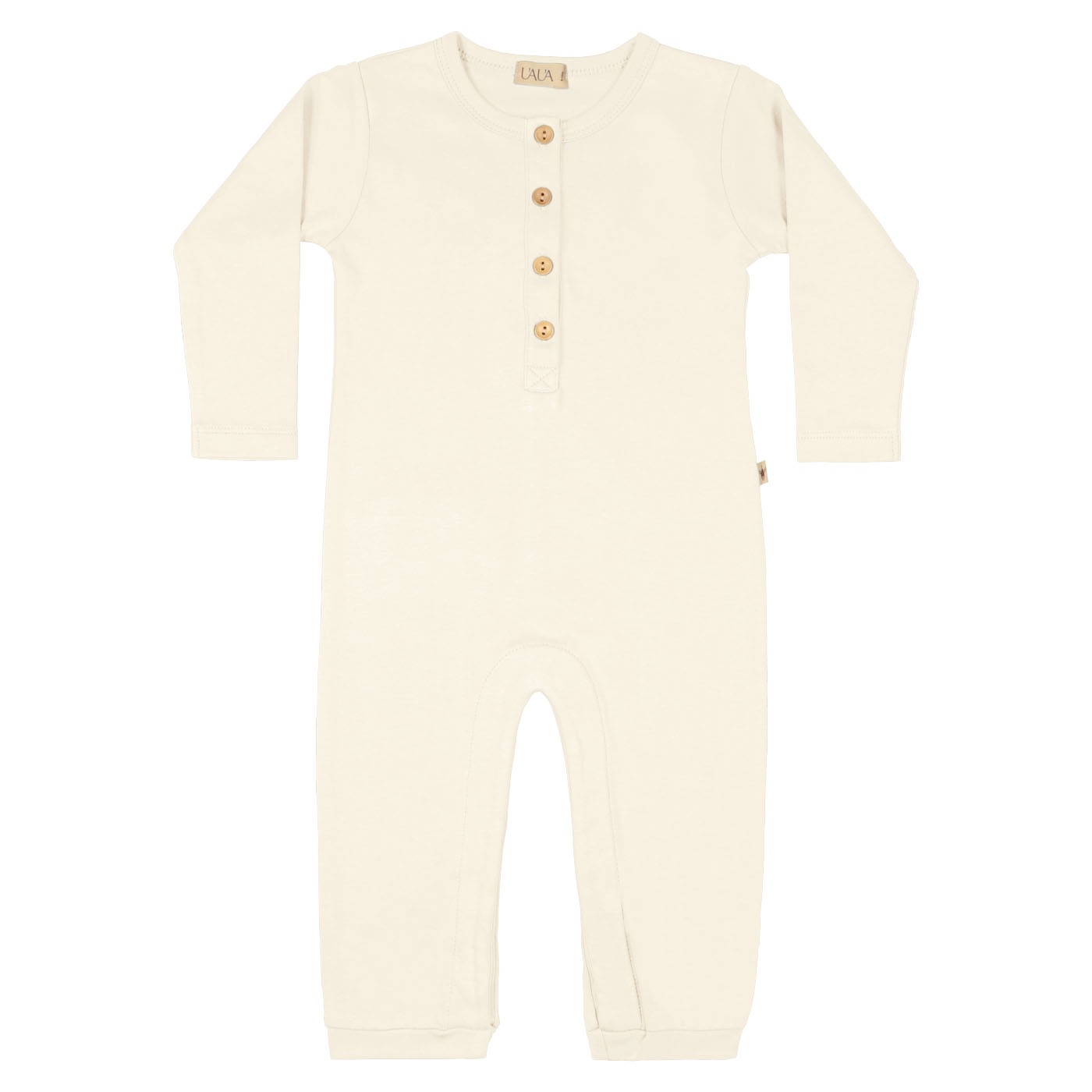 Baby jumpsuit in pima cotton with buttons - Crema - Lima Collection | UAUA Collections
