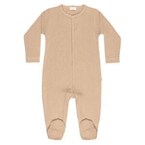 Baby basic footie in pima cotton - biscotti | UAUA Collections