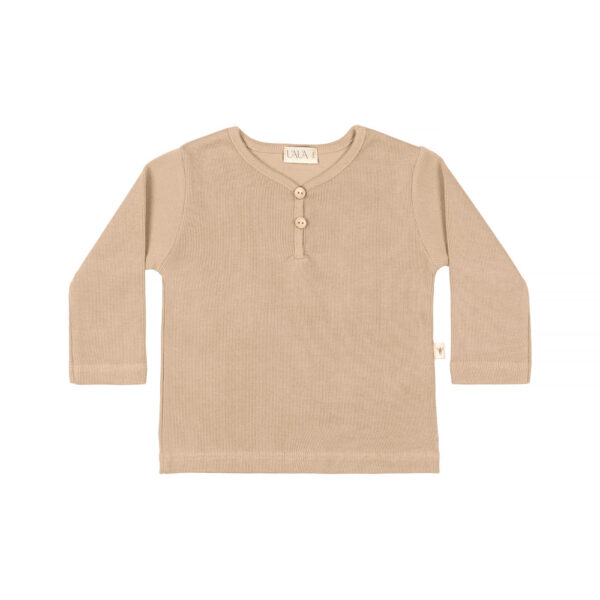 Baby t-shirt long sleeves in pima cotton - biscotti | UAUA Collections