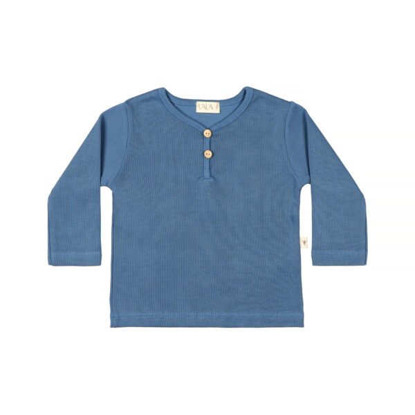Baby t-shirt long sleeves in pima cotton - azul | UAUA Collections