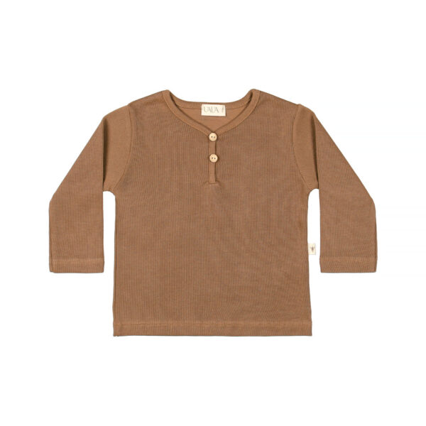 Baby t-shirt long sleeves in pima cotton - chocolate | UAUA Collections