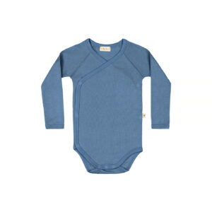 Baby kimono onesie long sleeves in pima cotton - azul | UAUA Collections